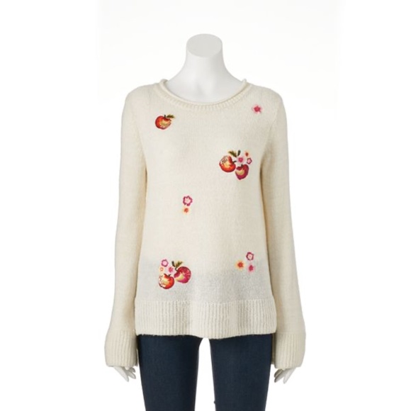 DISNEY'S SNOW WHITE By LC LAUREN CONRAD Sweater Apple Boatneck Sizes S M - Picture 1 of 6